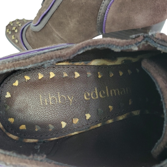 Libby Edelman Chimmy Brown Suede Lace Up Shoes Block Heel Womens 7.5 M - Picture 7 of 11